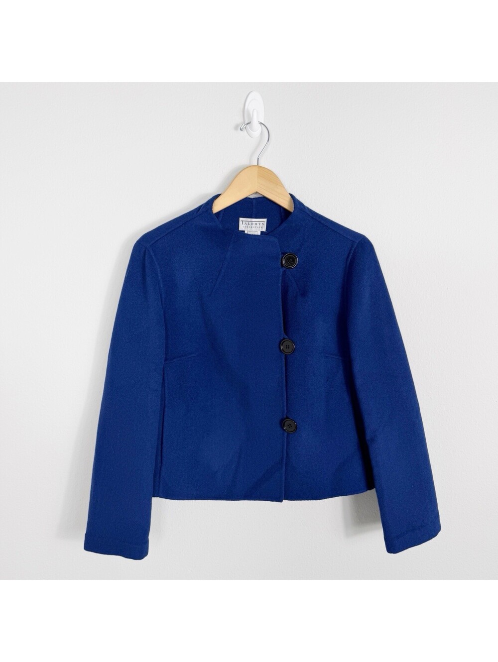 Talbots Cardigan Sweater Womens Button Up Angora Wool Knit Blue Size 8